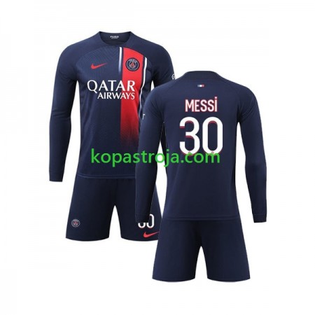 Billiga Fotbollströjor Paris Saint-Germain Lionel Messi 30 Barn Hemma tröja 2023/24 Långärmad
